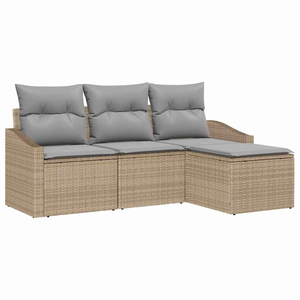 Garten-Sofa-Set mit Kissen 4 pcs Beige und Hellgrau